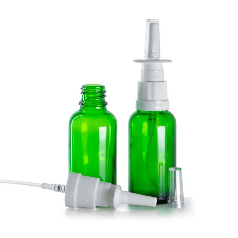 Flacone di vetro, spray nasale, verde, 30 ml