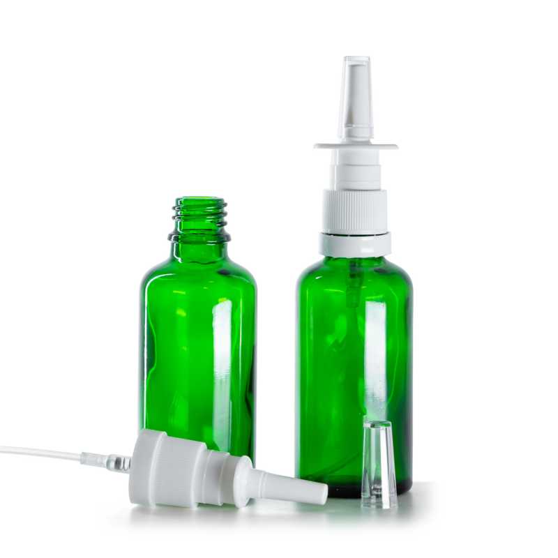 Bottiglia in vetro, verde, spray nasale, 50 ml