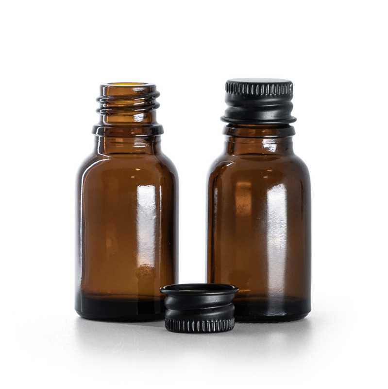 Flacone in vetro ambra, nero, 15 ml