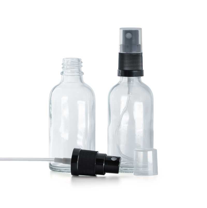 Contenitore in vetro, trasparente, spruzzatore nero, 30 ml