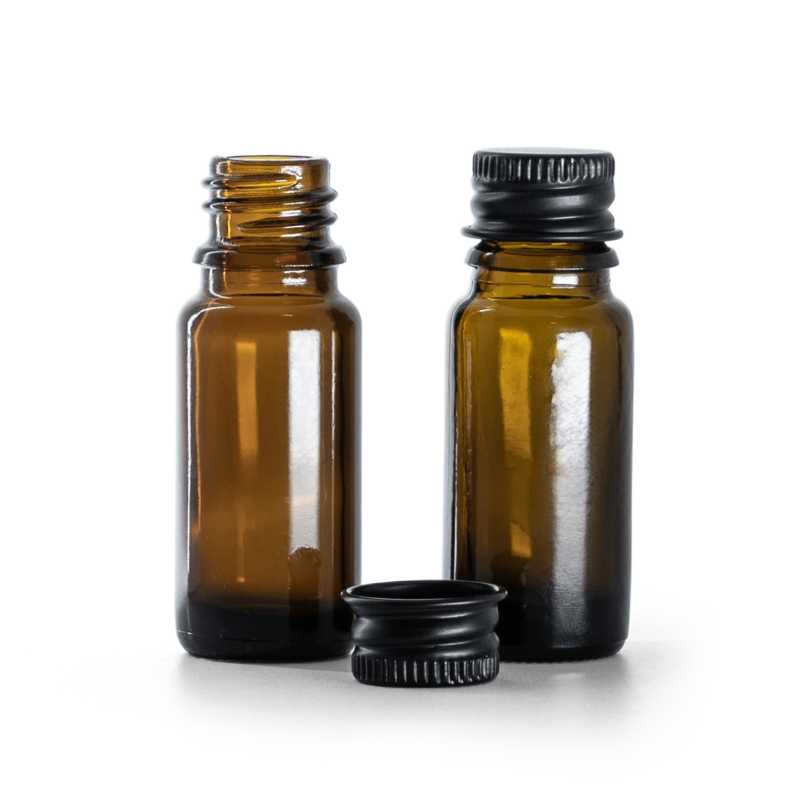 Flacone in vetro ambrato tipo B, alto, nero, 10 ml