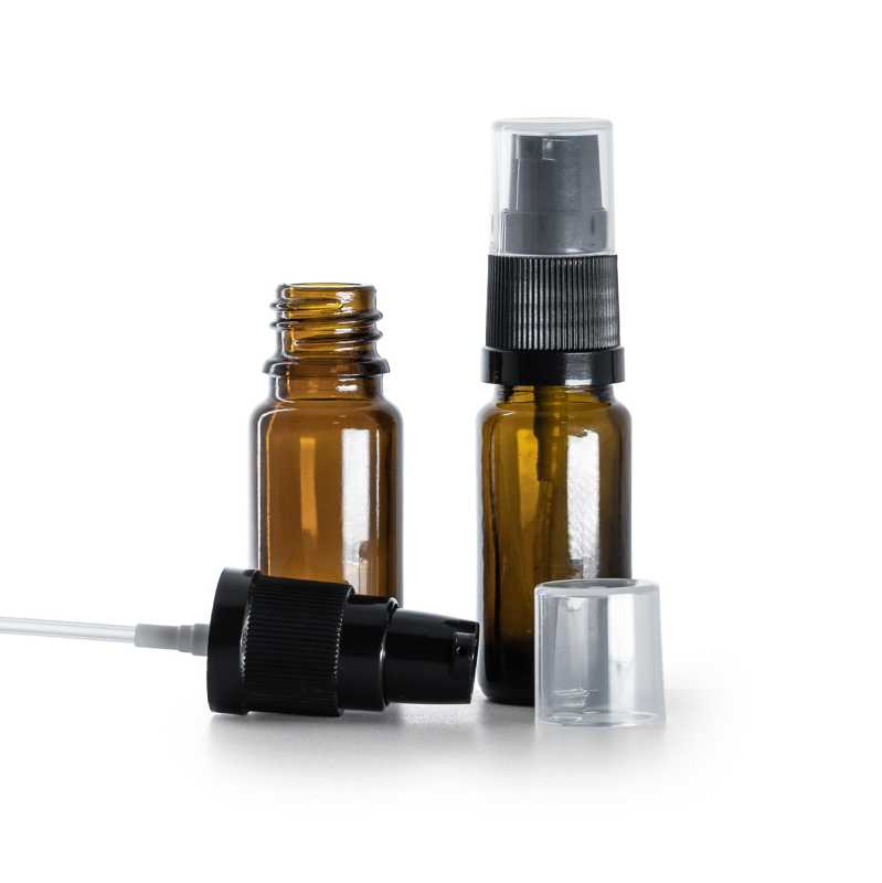 Flacone in vetro ambrato tipo B alto con dosatore lozione 10 ml