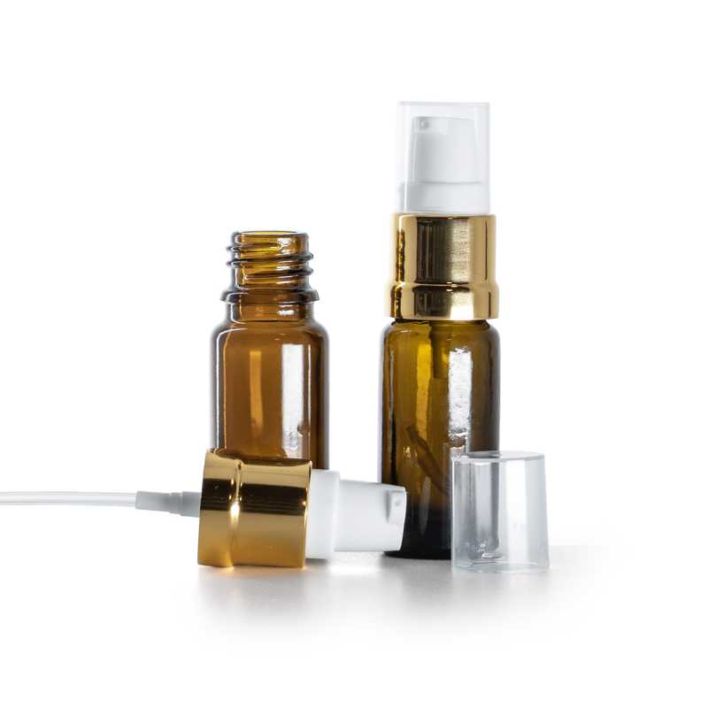 Flacone in vetro, tipo B, slim, erogatore bianco oro lucido, 10 ml