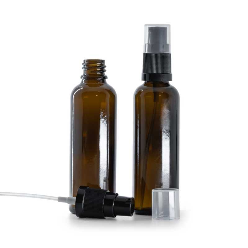 Flacone in vetro, ambra, dosatore lozione, 50 ml