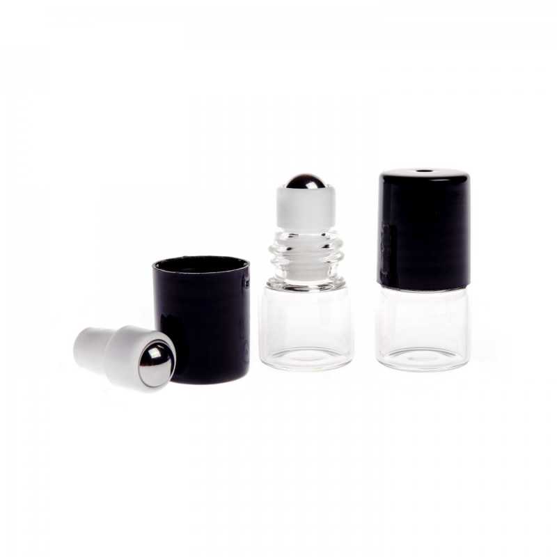 Flacone roll-on, vetro, trasparente, 1 ml