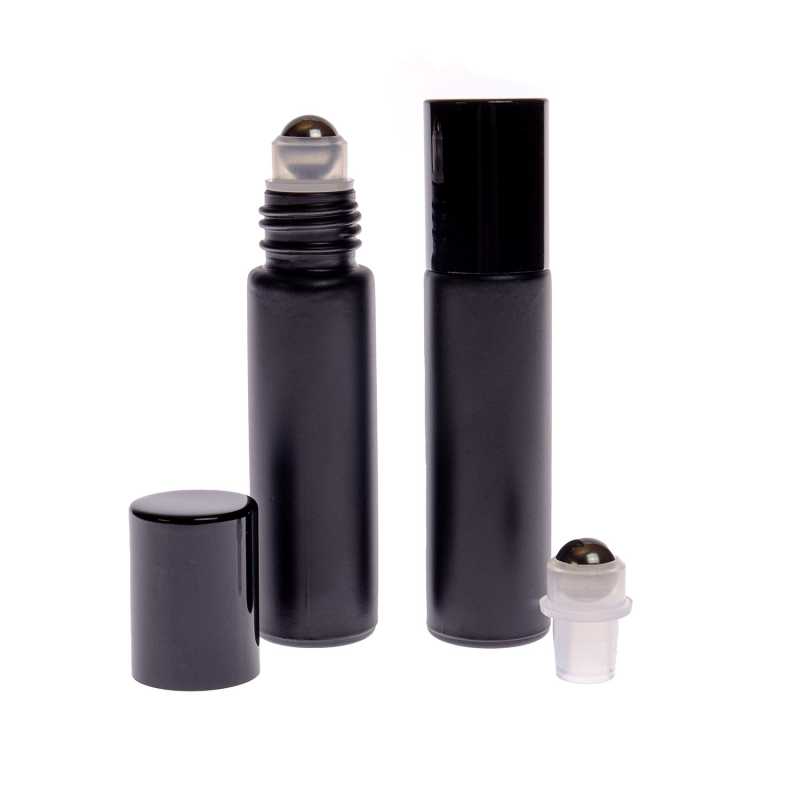 Flacone roll-on, vetro, nero opaco, 10 ml