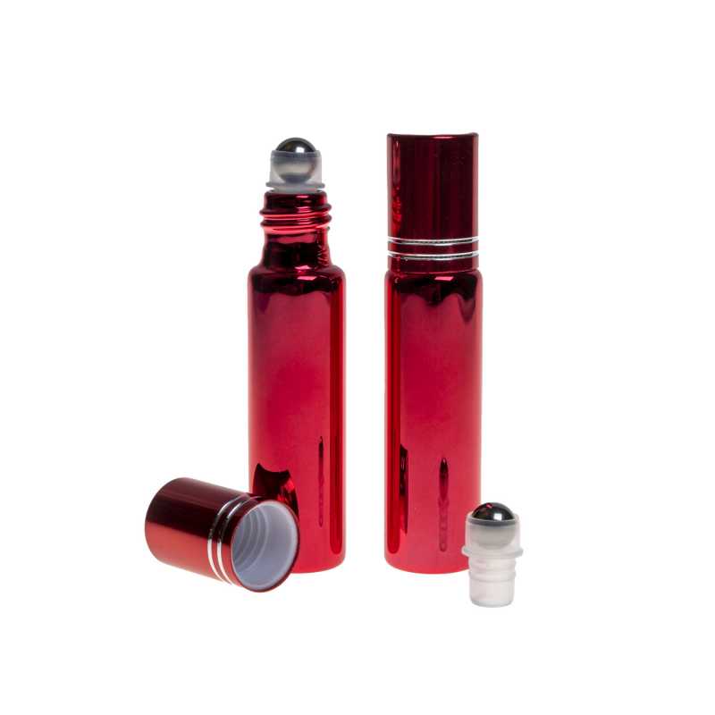 Roll-on in vetro, metallizzato rosso, 10 ml