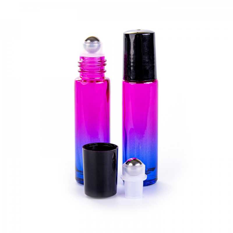 Flacone roll-on in vetro, blu-rosa, 10 ml