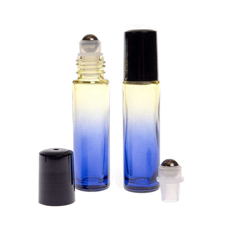 Flacone roll-on, vetro, blu-giallo, 10 ml