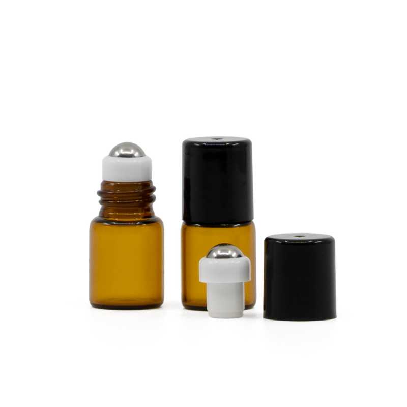 Flacone roll-on, vetro, ambra, 2 ml