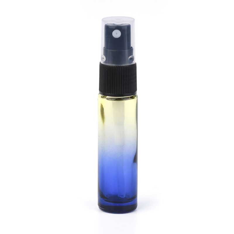 Flacone in vetro con spruzzatore per profumo, giallo-blu, 10 ml