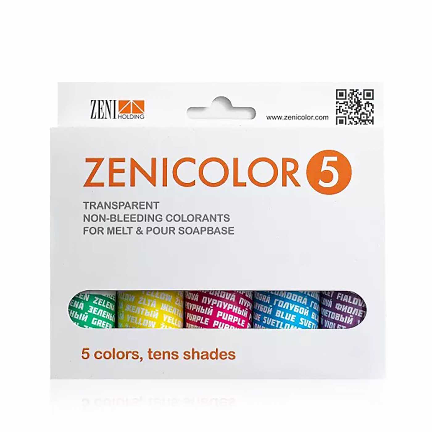 Colorante per base di sapone alla glicerina, ZENICOLOR 5, assortimento di 5 colori