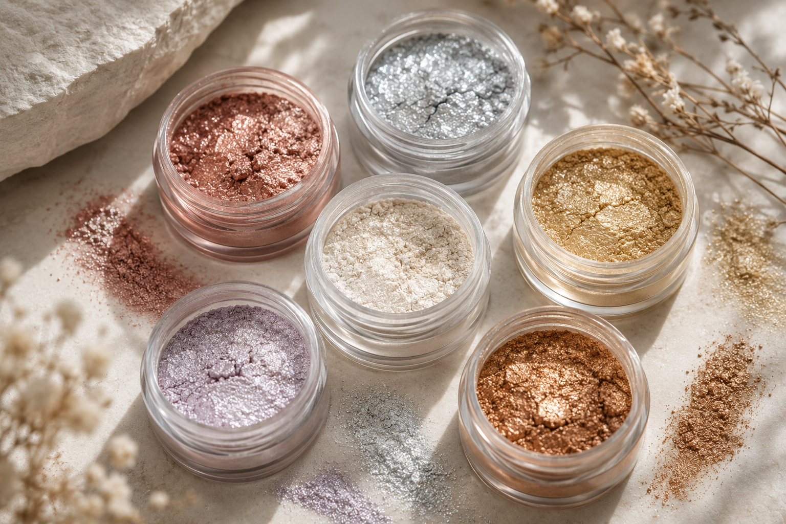 Mica — colorante minerale usato in cosmetici decorativi